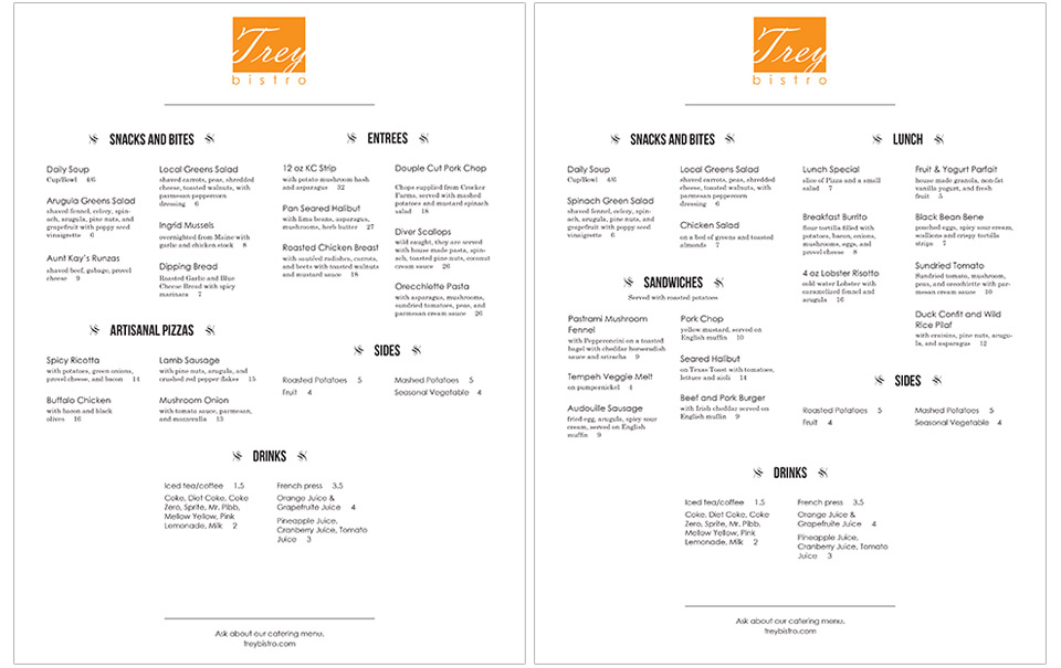 print design of menu
