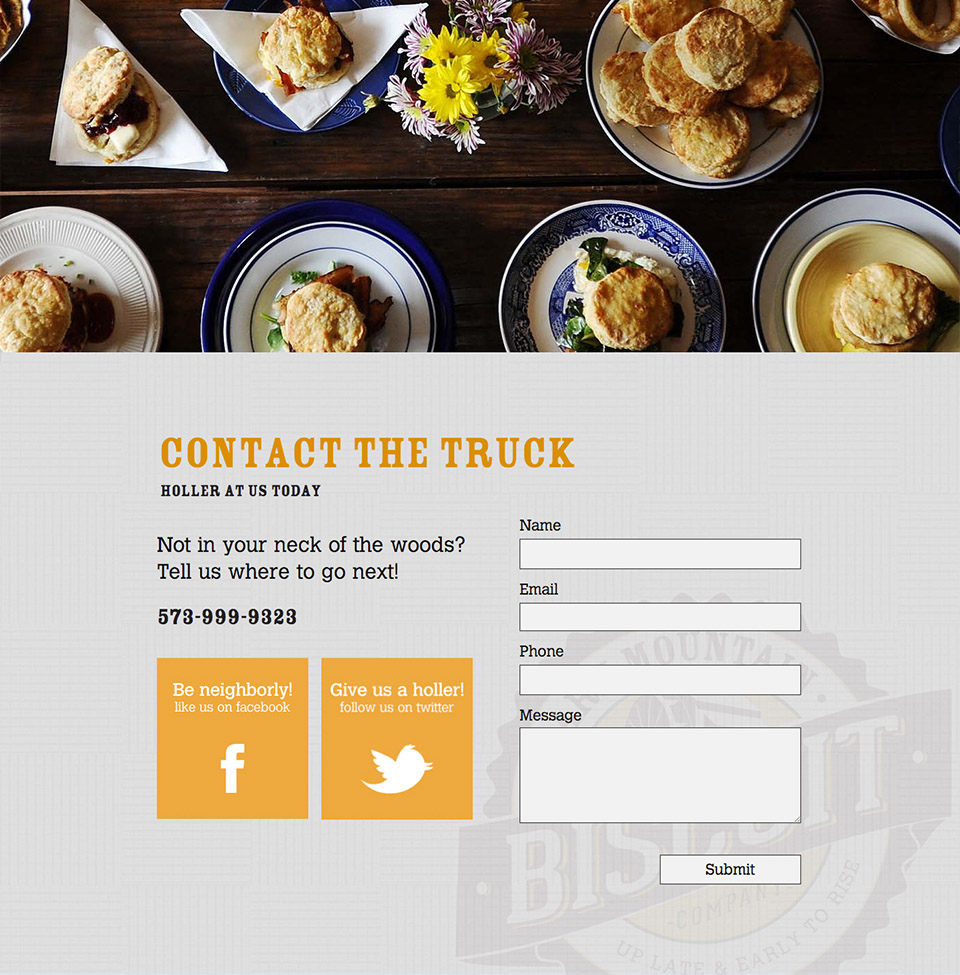 responsive web design for Ozark Mountain Biscuit Company