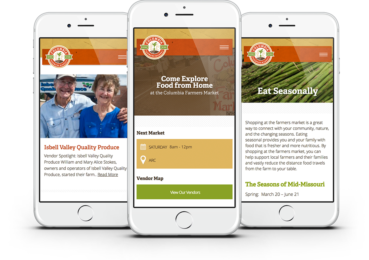 non profit farmers market website design example