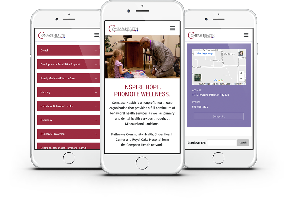 medical website design for Compass Health Network